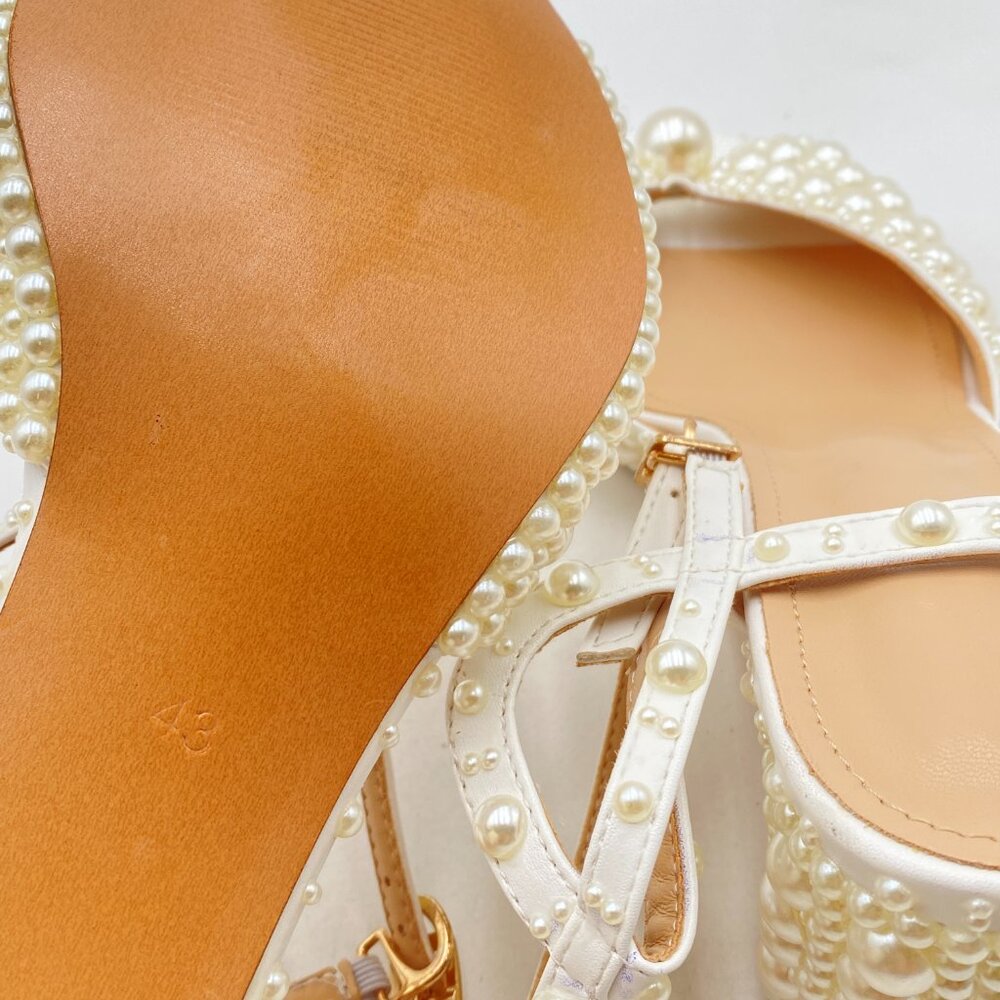 White Chunky Heel Open Toe Elegant Multi-Sized Pe… - image 5